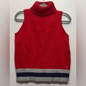Y2K VTG Tommy Hilfiger Red Turtleneck Sleeveless Sweater Vest Pullover Size M